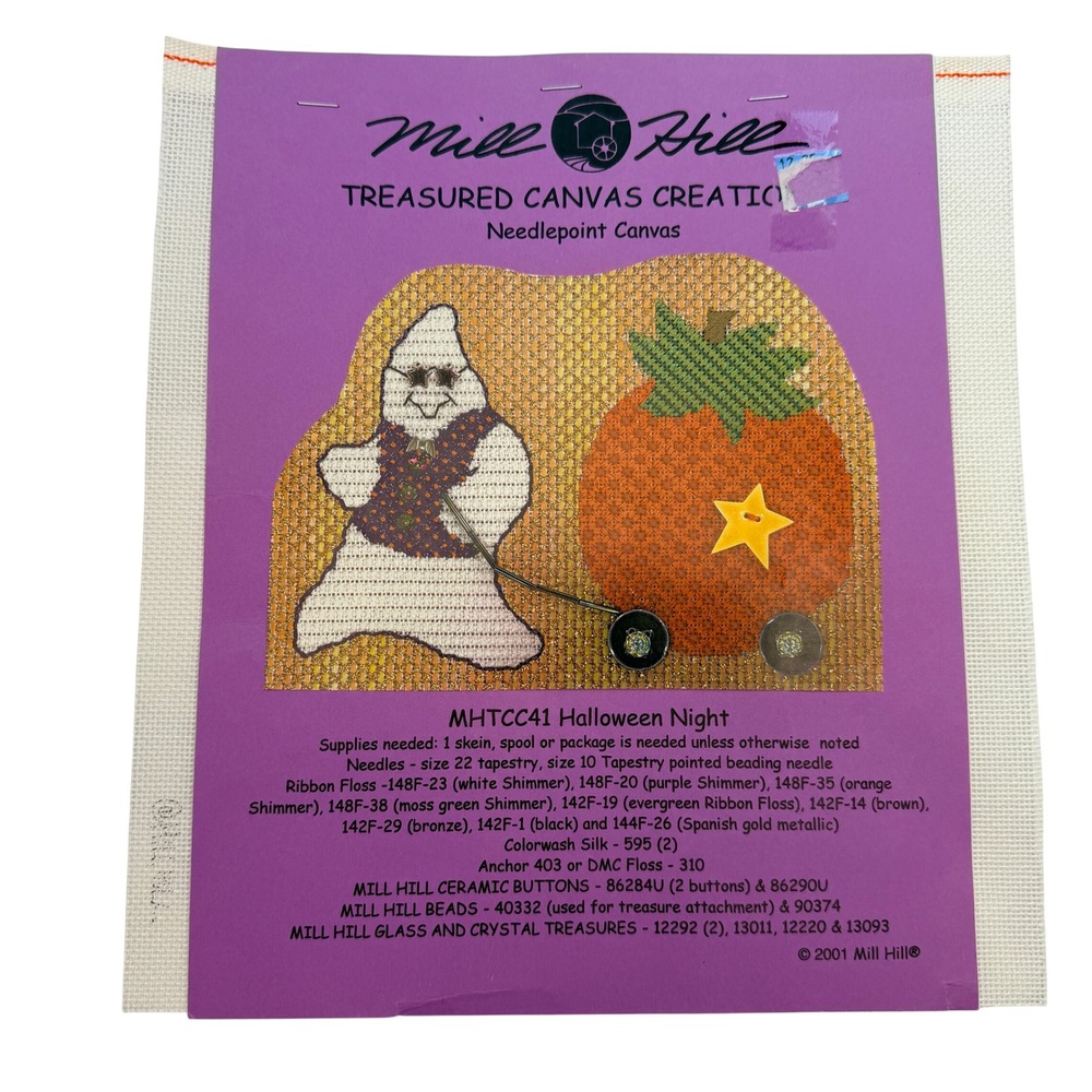 Mill Hill Halloween Night MHTCC41 Ghost Pumpkin Needlepoint Canvas Guide 2001